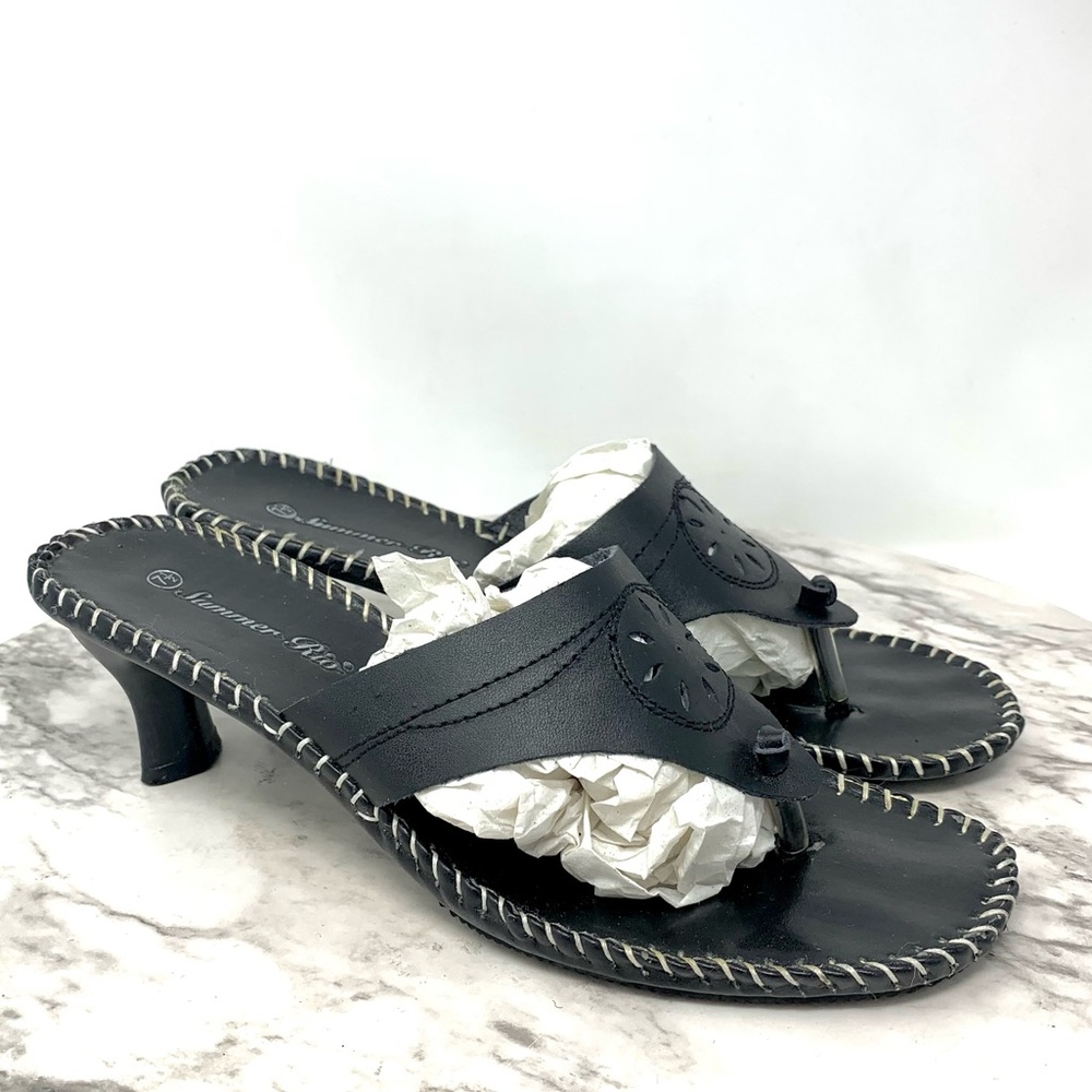 Summer Rio Whipstitched Toe Post Dress Sandal 7.5 Y2K Bohemian Resortwear Preppy